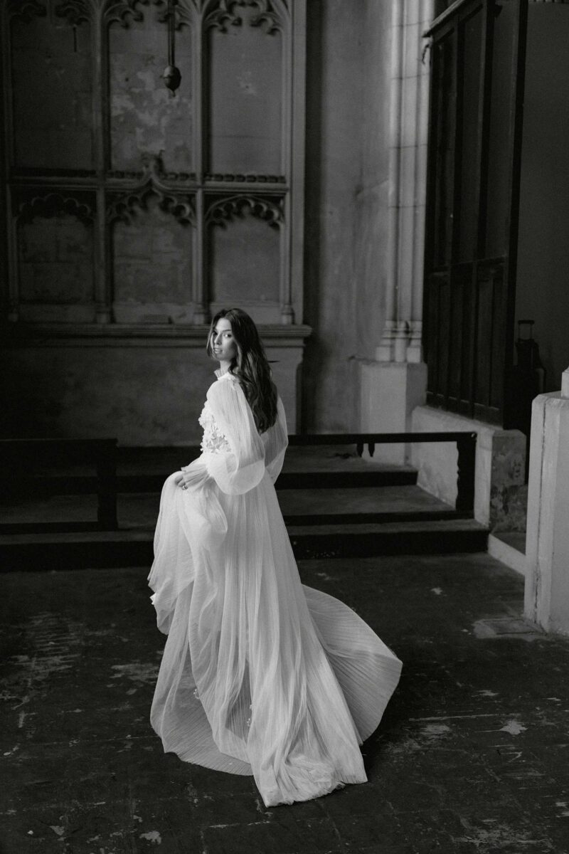 editorial bridal portrait in a historic London setting captured by Ross Hurley
